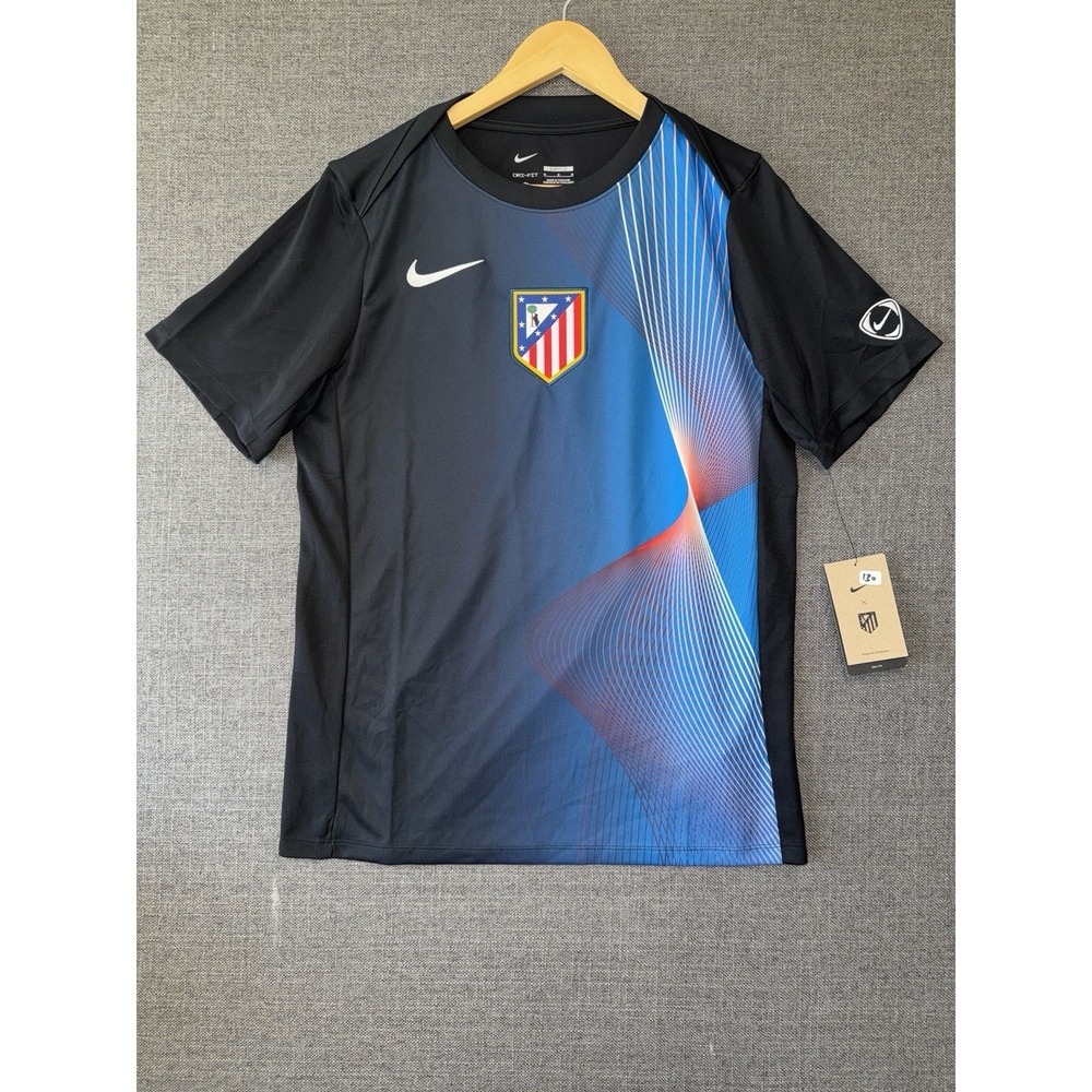 Nike Atletico Madrid Pre-Match Training Jersey Mens Medium Black Blue HM3435-010